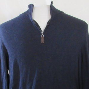 Grayson & Dunn Blue Quarter-Zip Sweater Size Large 100% Cotton EUC